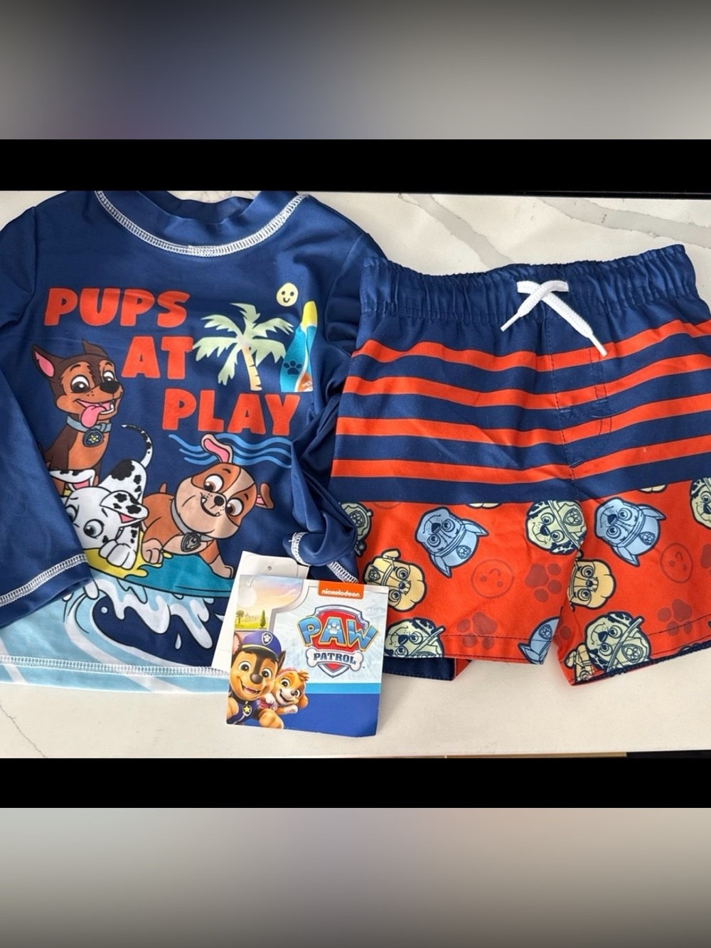 Paw Patrol Navy and Orange 'Pups At Play' Swim Set
